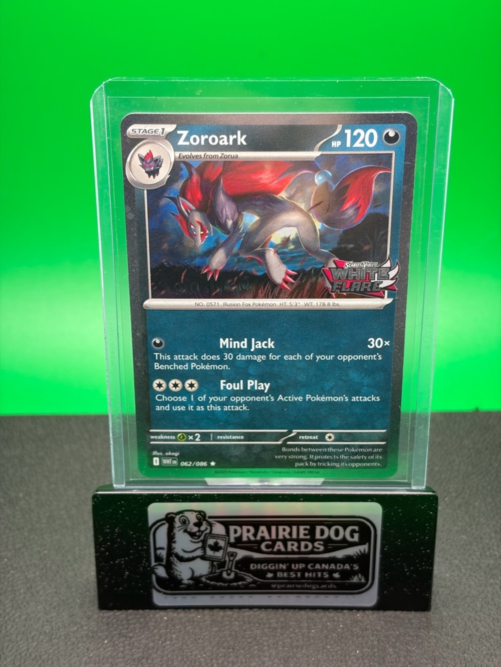 Stamped Holo Zoroark Pokemon Card - White Flare